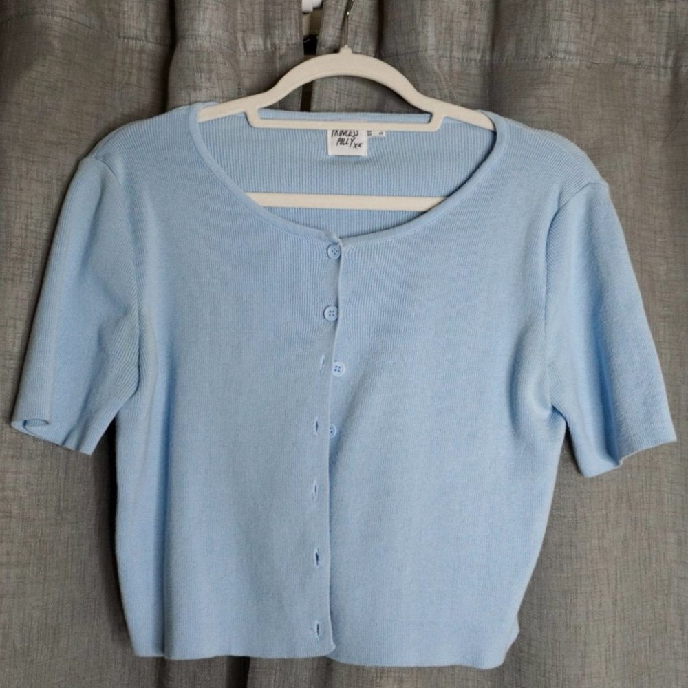 BRAND NEW - Princess Polly - Ice Blue Cropped Cardigan Sweater - US Small